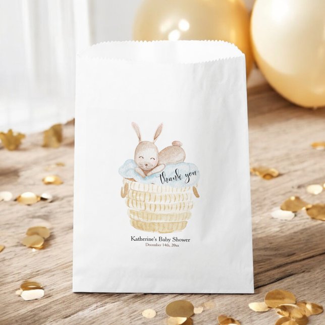 Blue Some Bunny in a Basket Baby Shower Favor Bag (Creator Uploaded)