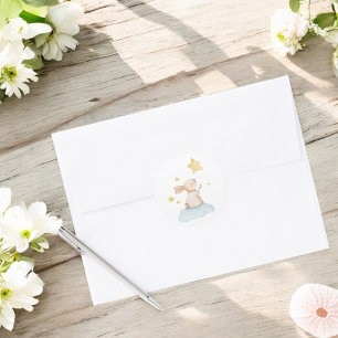 Blue Some Bunny Yellow Stars Balloon Classic Round Sticker