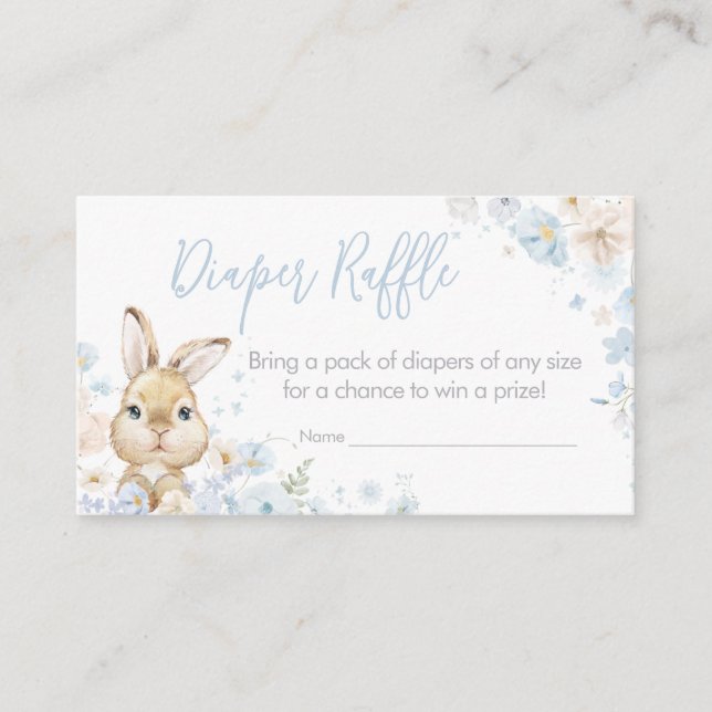 Blue Somebunny Rabbit Baby Shower Diaper Raffle Enclosure Card (Front)