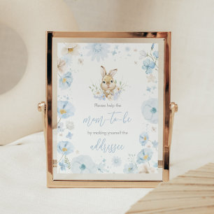 Blue Somebunny Rabbit Baby Shower Envelope Station Poster