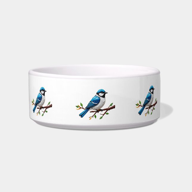 Blue Songbird on Branch Illustration Bowl (Front)