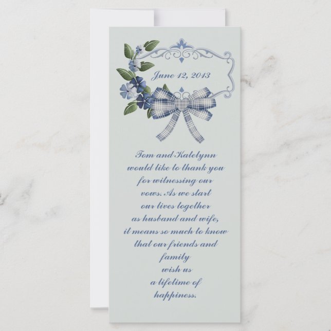 Blue Sophisticated Country Wedding Favor (Front)