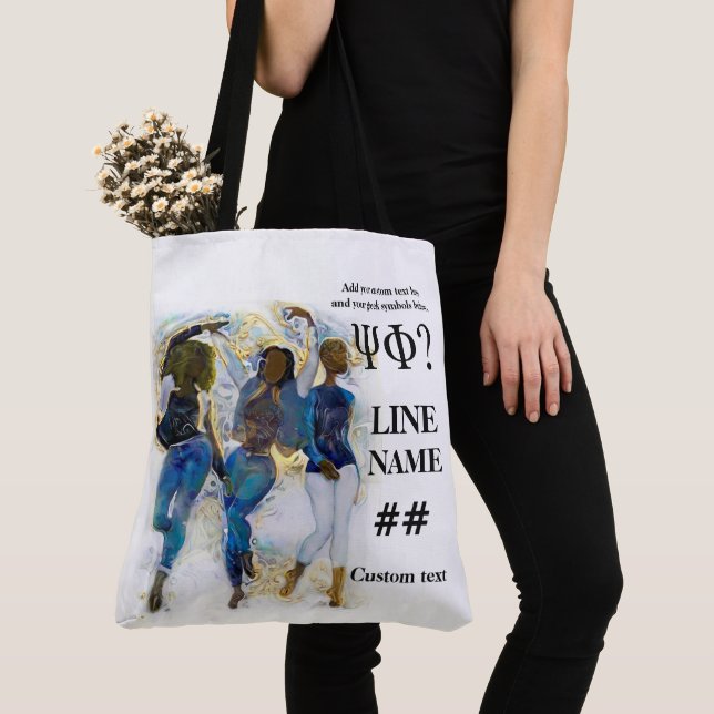 Blue Sorority HBCU Art Tote Bag (Close Up)