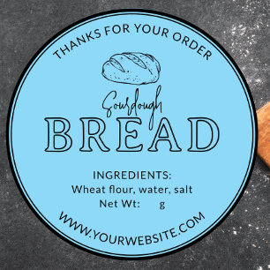 Blue Sourdough Bread Bakery Thank You Sticker