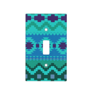 blue southwest pattern -  western abstract art light switch cover