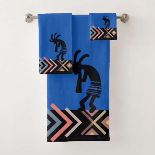 Blue Southwestern Kokopelli Bath Towel Set