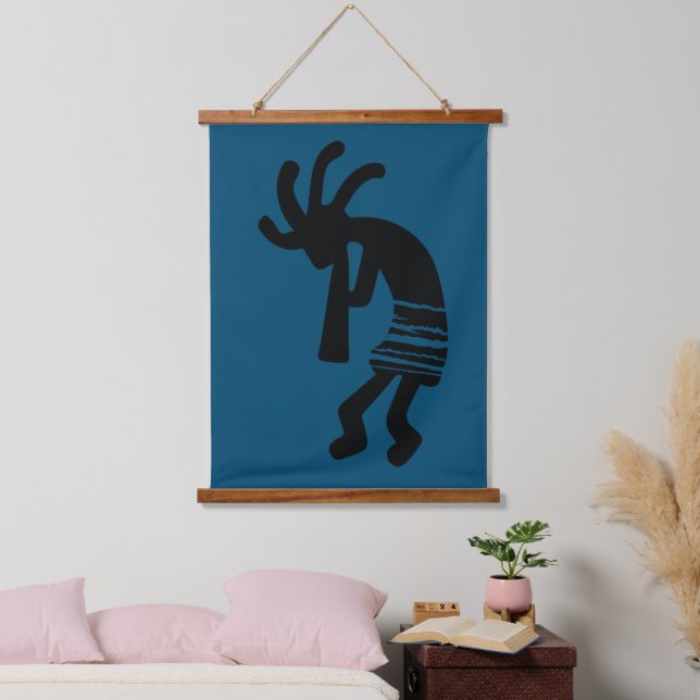 Blue Southwestern Kokopelli Hanging Tapestry (Bedroom)