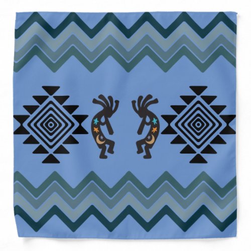 Blue Southwestern Kokopellis Bandana