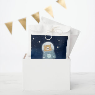 Blue Space Bear astronaut Baby Shower Favor Bag