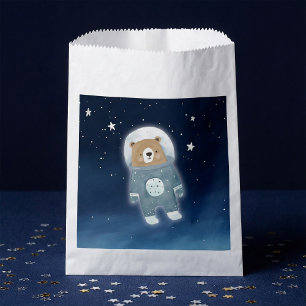 Blue Space Bear astronaut Baby Shower Favor Bag