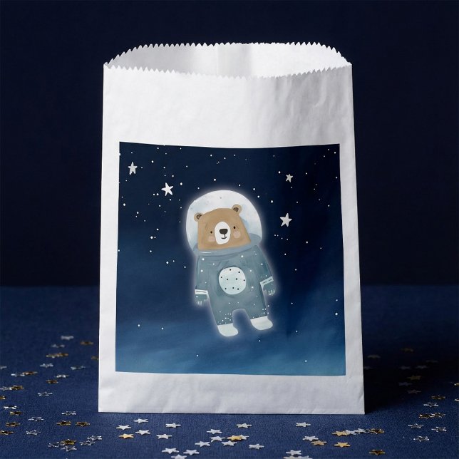 Blue Space Bear astronaut Baby Shower Favor Bag (Blue Space Bear astronaut Baby Shower Favor Bag.)