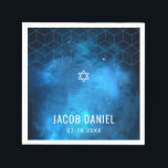 Blue Space Galaxy Bar Mitzvah Napkins<br><div class="desc">Modern space themed Bar Mitzvah custom paper napkins.</div>