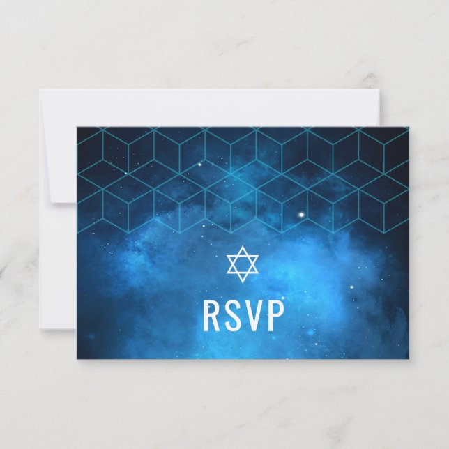 Blue Space Galaxy Bar Mitzvah RSVP (Front)