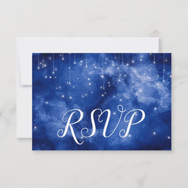 Blue Space Galaxy Celestial Stars RSVP Response Invitation (Back)