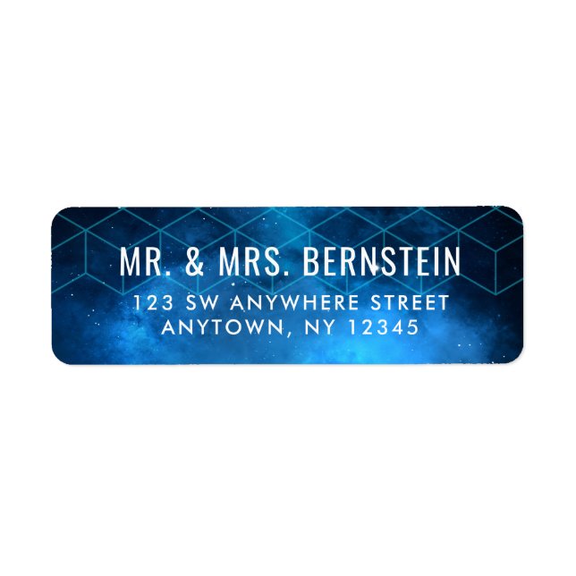 Blue Space Galaxy Return Address Label (Front)