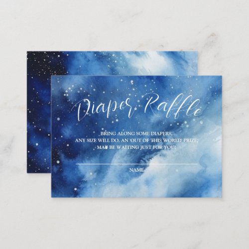 Blue Space Galaxy Theme Diaper Raffle Ticket Enclosure Card