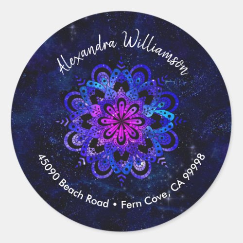 Blue Space Mandala Return Address Envelope Seal