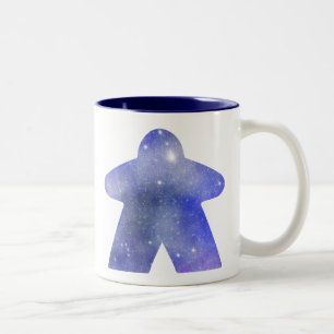 Blue Space Meeple Two-Tone Coffee Mug
