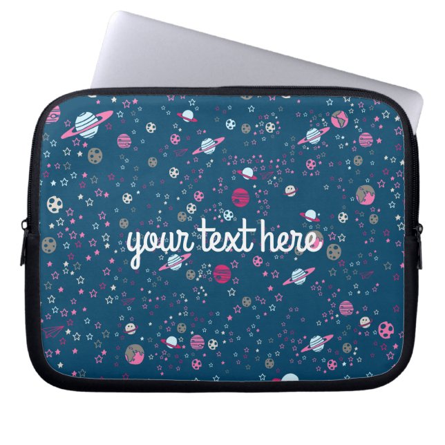 Blue Space Personalized Laptop Sleeve (Front)