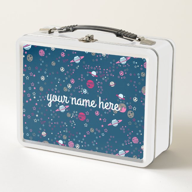 Blue Space Personalized Lunch Box (Front)