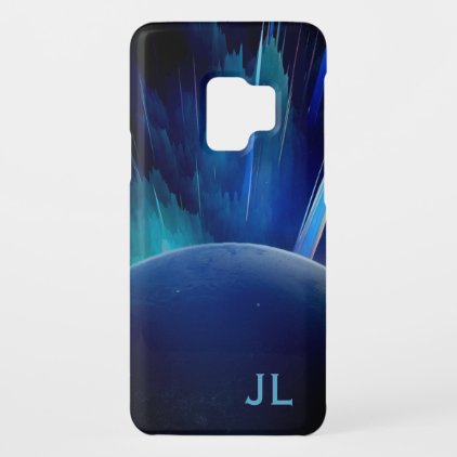 Blue Space Planet Modern Monogram Case-Mate Samsung Galaxy S9 Case