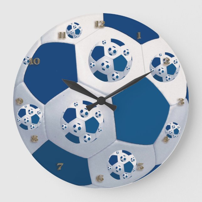 Blue Space Soccer Ball Wall Clock (Front)