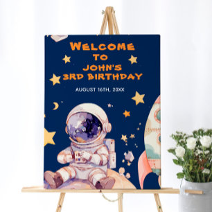 Blue Space Stars & Astronauts Kids birthday party Foam Board