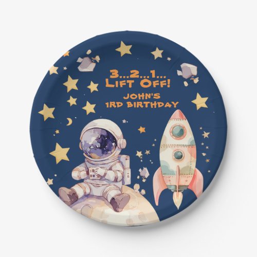 Blue Space Stars  Astronauts Kids birthday party Paper Plates