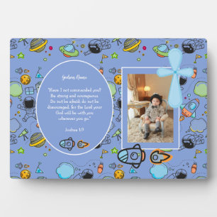 Blue Space themed BAUTIZO PHOTO Bible Verse GIFT Plaque