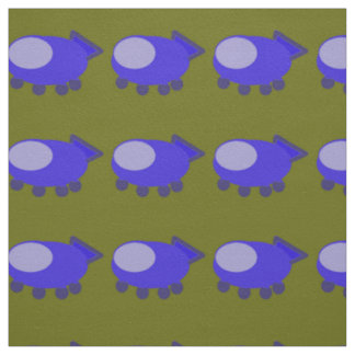 Blue Spaceship Fabric