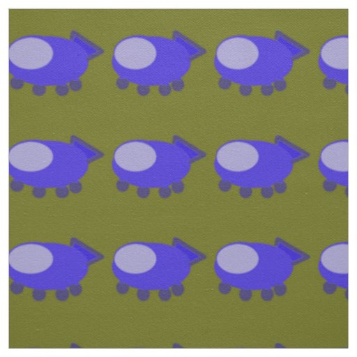 Blue Spaceship Fabric