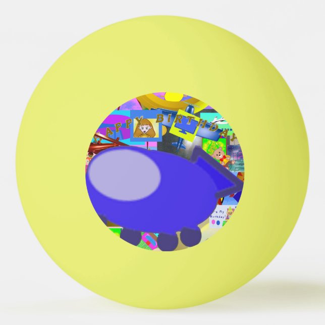 Blue Spaceship Popcorn Anime Ping Pong Ball (Front)