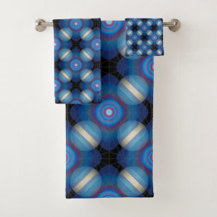 Blue Spacey Geometric Bath Towel Set