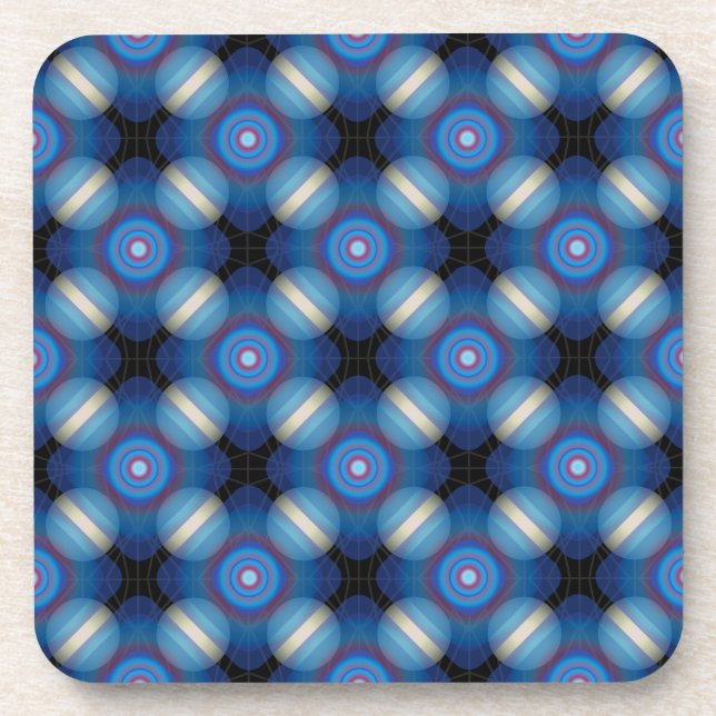 Blue Spacey Geometric Beverage Coaster (Front)