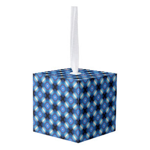 Blue Spacey Geometric Cube Ornament