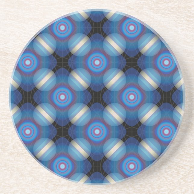 Blue Spacey Geometric Drink Coaster (Front)