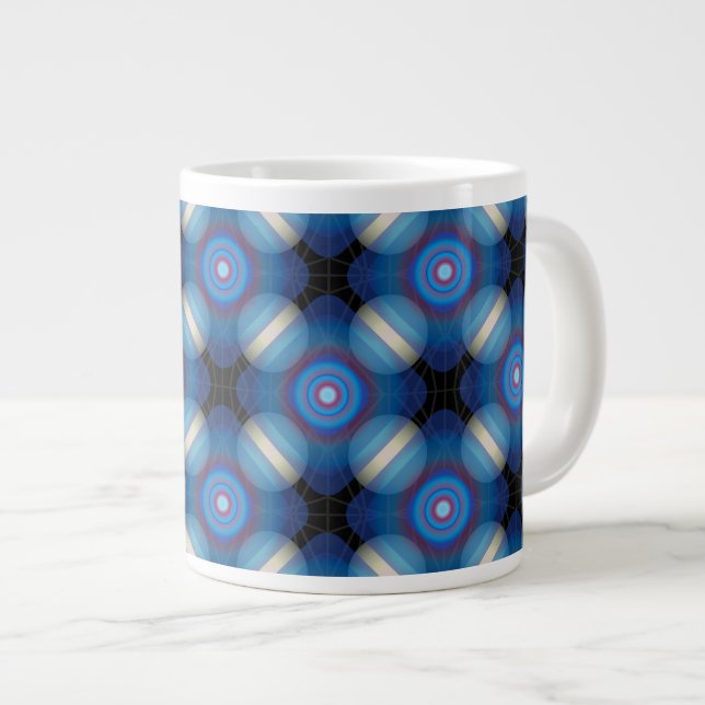 Blue Spacey Geometric Large Coffee Mug (Front Right)