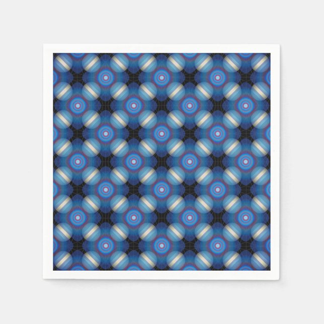Blue Spacey Geometric Paper Napkins (Front)
