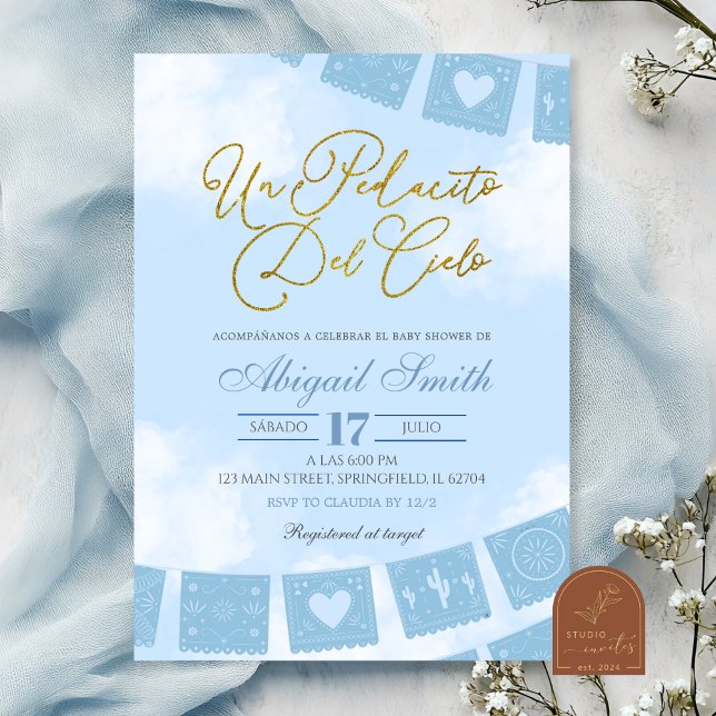 Blue Spanish piece of heaven baby shower Invitation (Creator Uploaded)