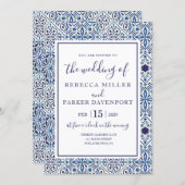 Blue Spanish Tiles Wedding invitation (Front/Back)