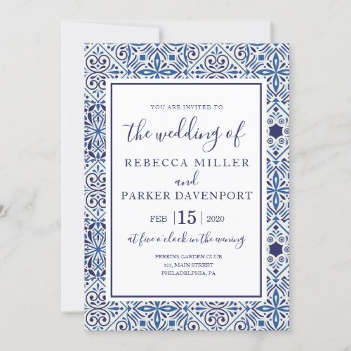 Blue Spanish Tiles Wedding invitation