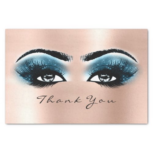 Blue Spark Blue White Metallic Thank You Eyes Tissue Paper