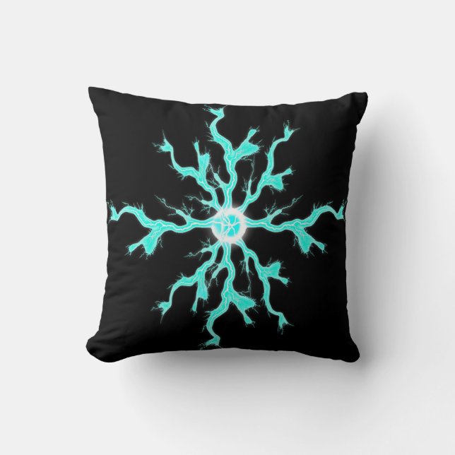 Blue Spark Lightning Pillow (Front)