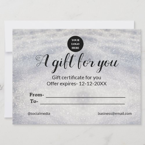 blue sparkle add logo text name a gift certificate