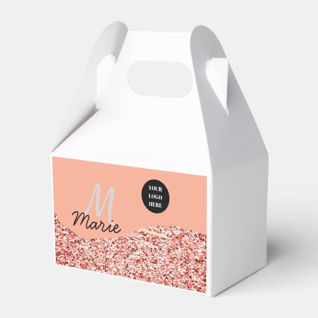 blue sparkle add logo text thank you discount  favor boxes (Front Side)