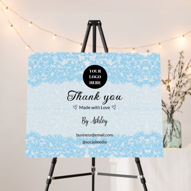 blue sparkle add logo text thank you discount  foam board (In Situ (Stand))