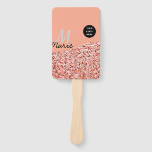 blue sparkle add logo text thank you discount  hand fan