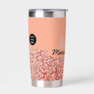 blue sparkle add logo text thank you discount insulated tumbler