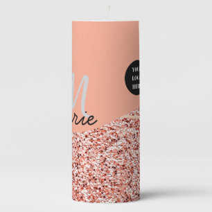 blue sparkle add logo text thank you discount  pillar candle