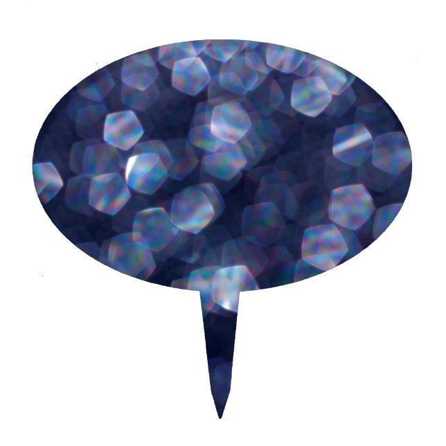 Blue Sparkle Bokeh Lights Cake Topper (Front)